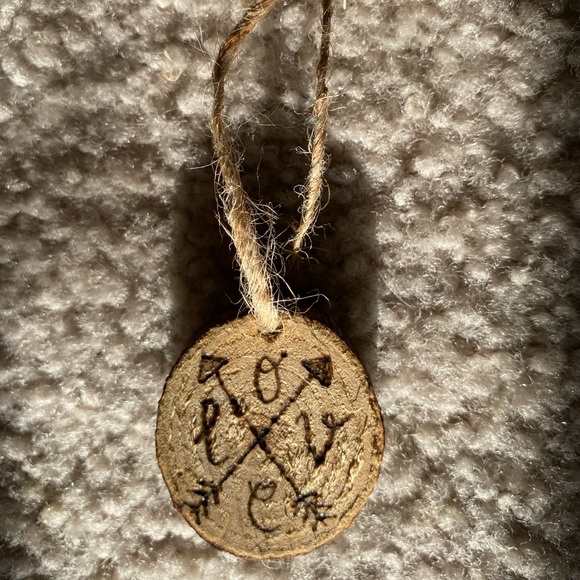 Love Wood Burned Ornament - Picture 3 of 5